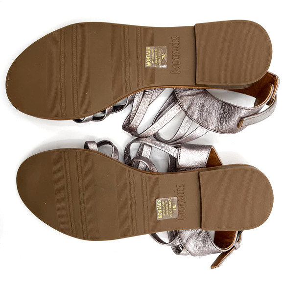 NWOB Coconuts Montauk Gold Leather Sandals Size 7 Metallic Gladiator Neutrals - Picture 9 of 16